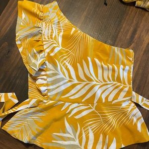 Milk and Honey. One shoulder floral blouse. Size  L